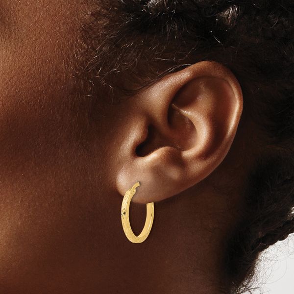 Leslie's 14K Diamond-cut Hoop Earrings - Image 3
