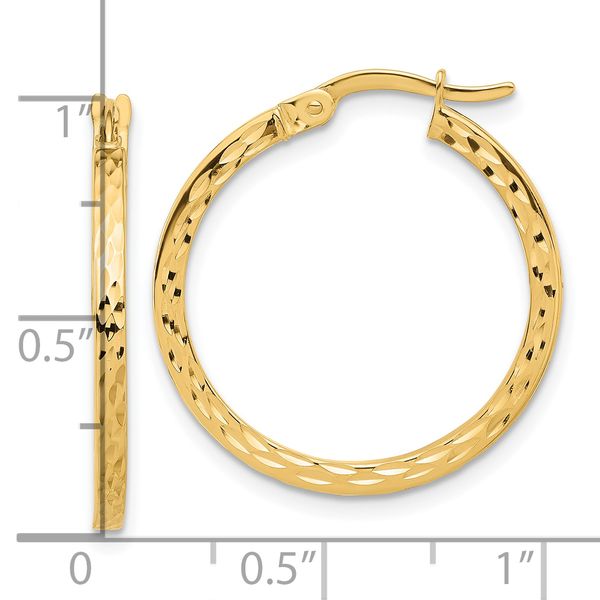 14K Diamond-cut Hoop Earrings - Image 4