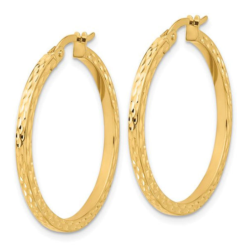 14K Diamond-cut Hoop Earrings - Image 2