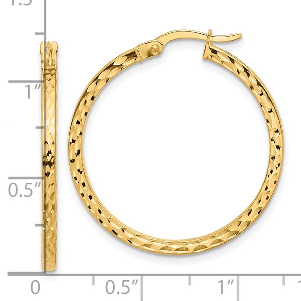 14K Diamond-cut Hoop Earrings - Image 4