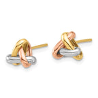 14K Tri-color Polished Love Knot Post Earrings - Image 2
