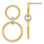 Leslie's 14K Two-tone Polished CZ Circles Dangle Post Earrings