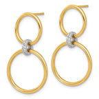 Leslie's 14K Two-tone Polished CZ Circles Dangle Post Earrings - Image 2