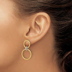 Leslie's 14K Two-tone Polished CZ Circles Dangle Post Earrings - Image 3