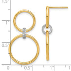 Leslie's 14K Two-tone Polished CZ Circles Dangle Post Earrings - Image 4