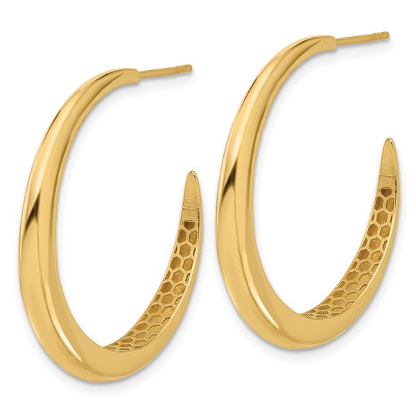 14K Polished J-Hoop Post Earrings - Image 2