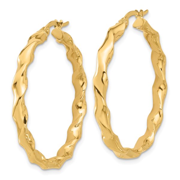 14K Polished Twisted Hoop Earrings - Image 2