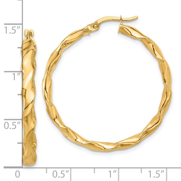 14K Polished Twisted Hoop Earrings - Image 4