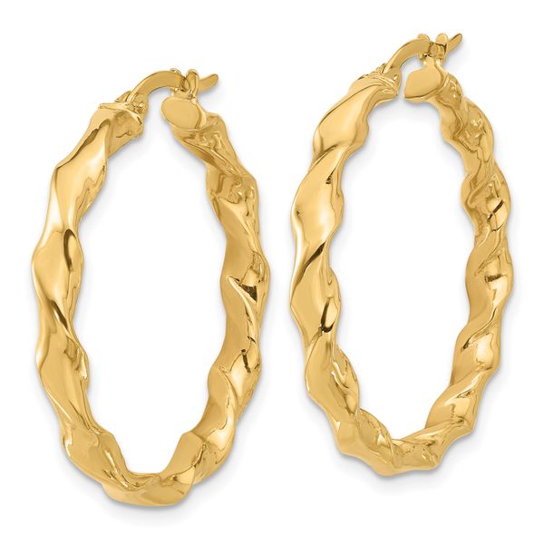 14K Polished Twisted Hoop Earrings - Image 2