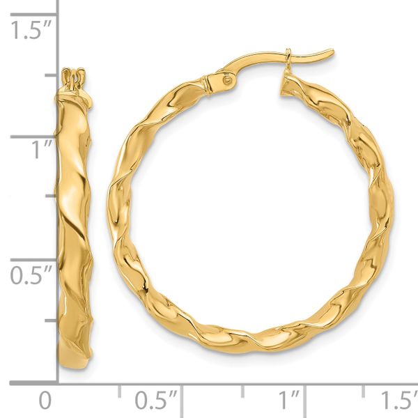 14K Polished Twisted Hoop Earrings - Image 4