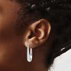 Leslie's 14K White Gold Polished Hoop Earrings - Image 3