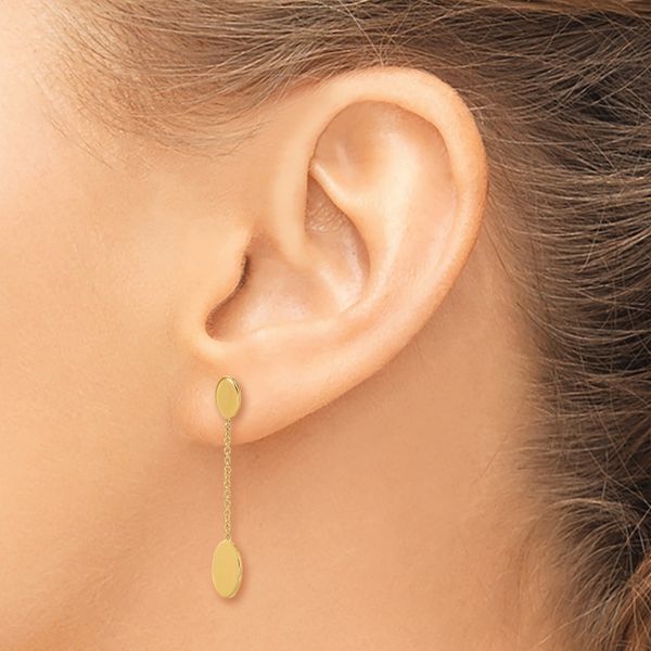Leslie's 14K Polished Oval Discs Dangle Post Earrings - Image 3