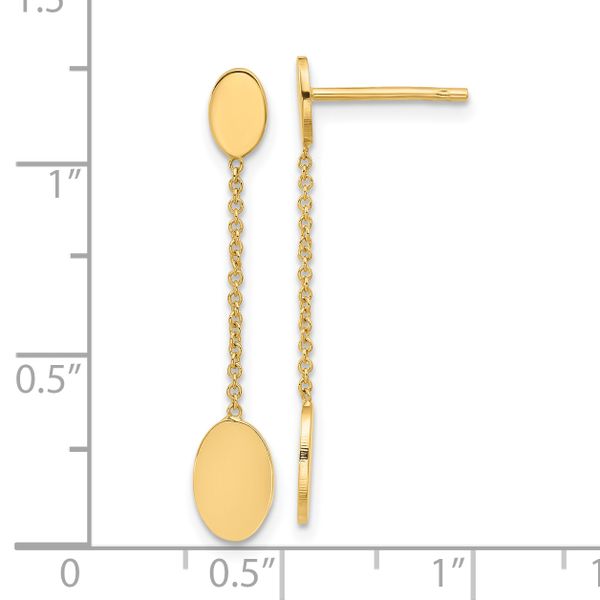 Leslie's 14K Polished Oval Discs Dangle Post Earrings - Image 4