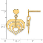 14K Polished Hearts Dangle Post Earrings - Image 4