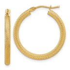 Leslie's 14K Polished and Textured Round Hoop Earrings