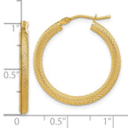 Leslie's 14K Polished and Textured Round Hoop Earrings - Image 4