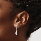 Leslie's 14K White Gold Polished Teardrop Post Dangle Earrings - Image 3