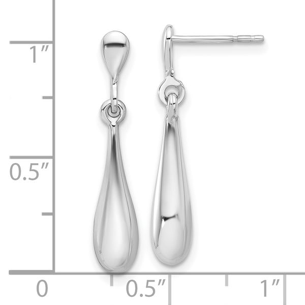 Leslie's 14K White Gold Polished Teardrop Post Dangle Earrings - Image 4