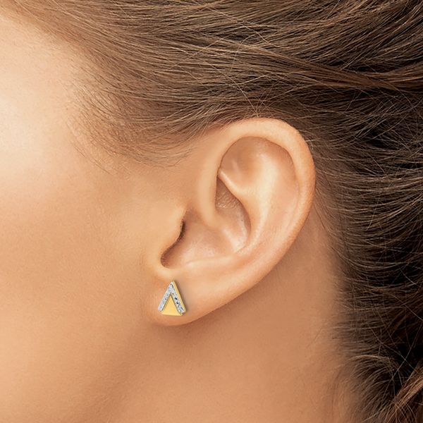 Leslie's 14K with Rhodium Polished and Diamond-cut Triangle Post Earrings - Image 3