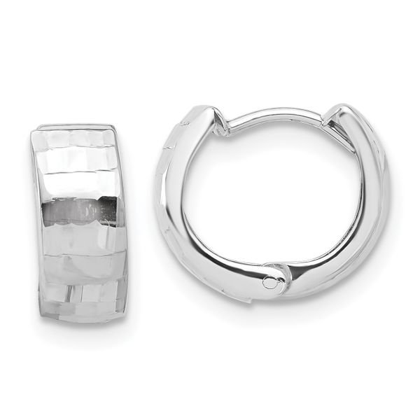 Leslie's 14K White Gold Polished and Diamond-cut Huggie Hoop Earrings
