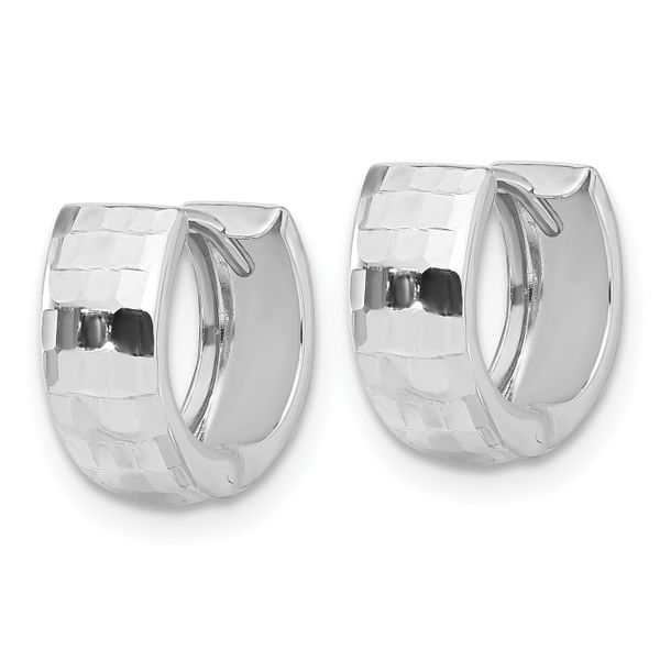 Leslie's 14K White Gold Polished and Diamond-cut Huggie Hoop Earrings - Image 2