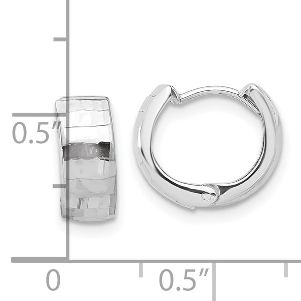 Leslie's 14K White Gold Polished and Diamond-cut Huggie Hoop Earrings - Image 4