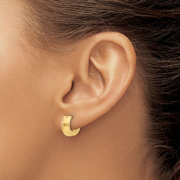 Leslie's 14K Polished and Diamond-cut Huggie Hoop Earrings - Image 3