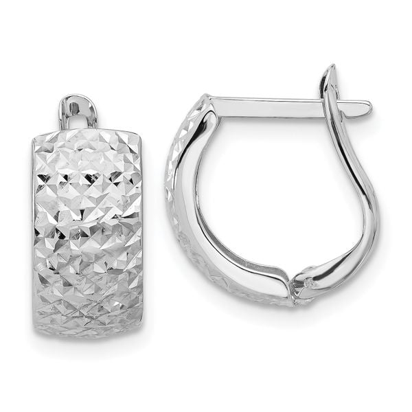 Leslie's 14K White Gold Polished and Diamond-cut Omega Back Earrings