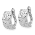 Leslie's 14K White Gold Polished and Diamond-cut Omega Back Earrings - Image 2