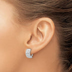 Leslie's 14K White Gold Polished and Diamond-cut Omega Back Earrings - Image 3