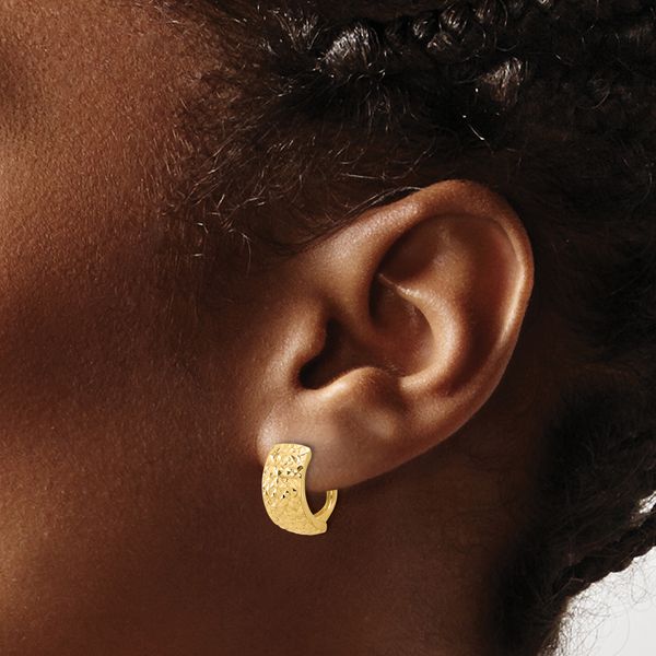 Leslie's 14K Polished and Diamond-cut Omega Back Earrings - Image 3