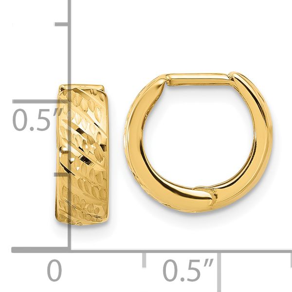 Leslie's 14K Polished and Diamond-cut Huggie Hoop Earrings - Image 4