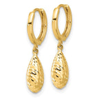 Leslie's 14K Polished and Diamond-cut Dangle Hoop Earrings - Image 2