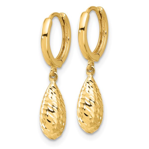 Leslie's 14K Polished and Diamond-cut Dangle Hoop Earrings - Image 2