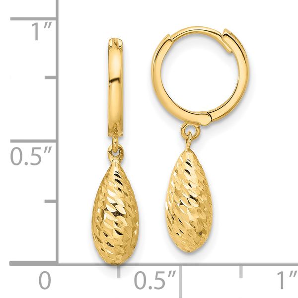 Leslie's 14K Polished and Diamond-cut Dangle Hoop Earrings - Image 4