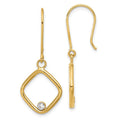 Leslie's 14K with Rhodium Polished CZ Square Dangle Earrings