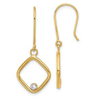 Leslie's 14K with Rhodium Polished CZ Square Dangle Earrings