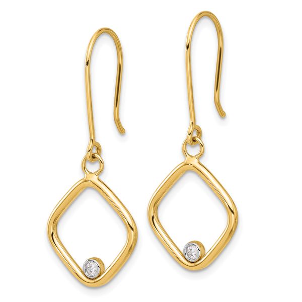 Leslie's 14K with Rhodium Polished CZ Square Dangle Earrings - Image 2