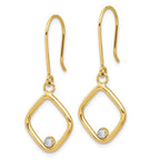 Leslie's 14K with Rhodium Polished CZ Square Dangle Earrings - Image 2