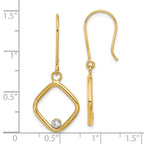 Leslie's 14K with Rhodium Polished CZ Square Dangle Earrings - Image 4