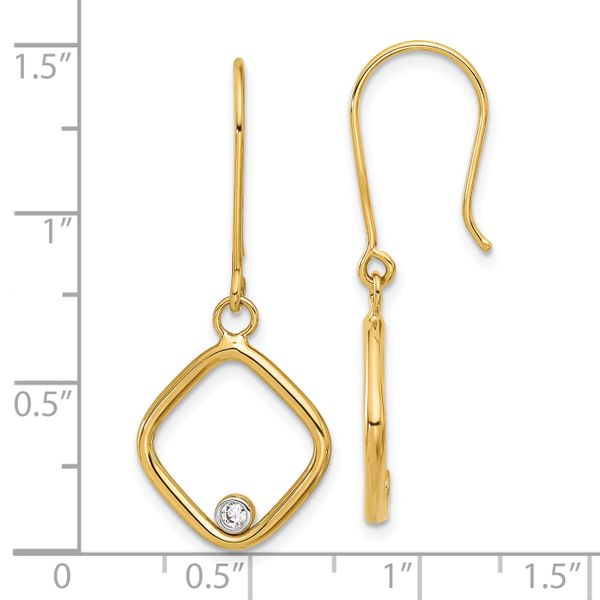 Leslie's 14K with Rhodium Polished CZ Square Dangle Earrings - Image 4