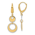 Leslie's 14K Two-tone Polished and Dia-cut Circles Dangle Leverback Earring
