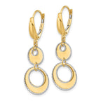 Leslie's 14K Two-tone Polished and Dia-cut Circles Dangle Leverback Earring - Image 2
