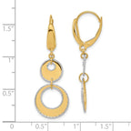 Leslie's 14K Two-tone Polished and Dia-cut Circles Dangle Leverback Earring - Image 4