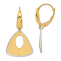 Leslie's 14K Two-tone Pol and Dia-cut Triangle Dangle Leverback Earrings