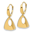 Leslie's 14K Two-tone Pol and Dia-cut Triangle Dangle Leverback Earrings - Image 2