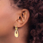 Leslie's 14K Two-tone Polished and Dia-cut Teardrop Dangle LeverbackEarring - Image 3