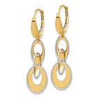 Leslie's 14K Two-tone Polished and Dia-cut Ovals Dangle Leverback Earrings - Image 2