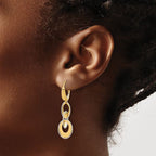 Leslie's 14K Two-tone Polished and Dia-cut Ovals Dangle Leverback Earrings - Image 3