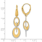Leslie's 14K Two-tone Polished and Dia-cut Ovals Dangle Leverback Earrings - Image 4